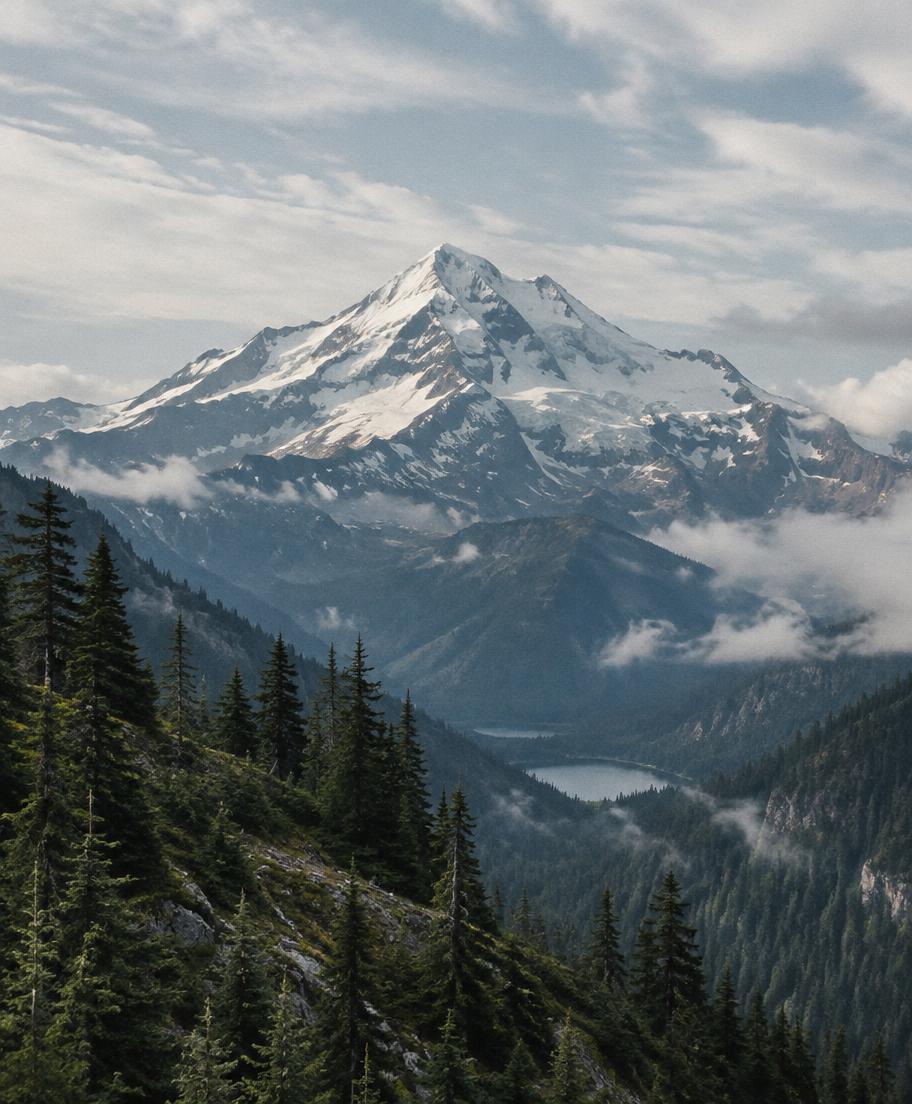 Snow-capped mountain in a design workspace